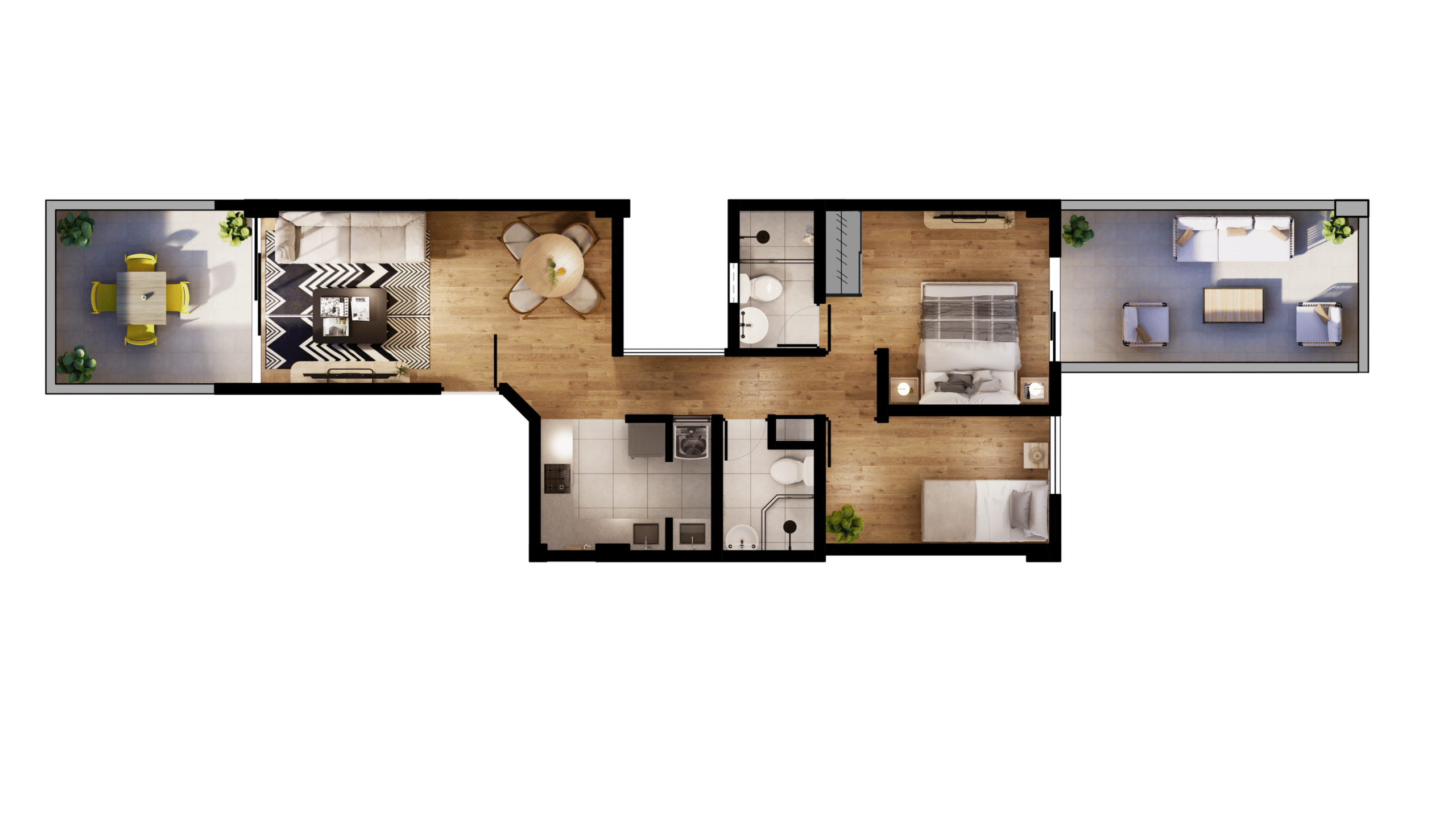 tipo 1 dpto. 2 dormitorios