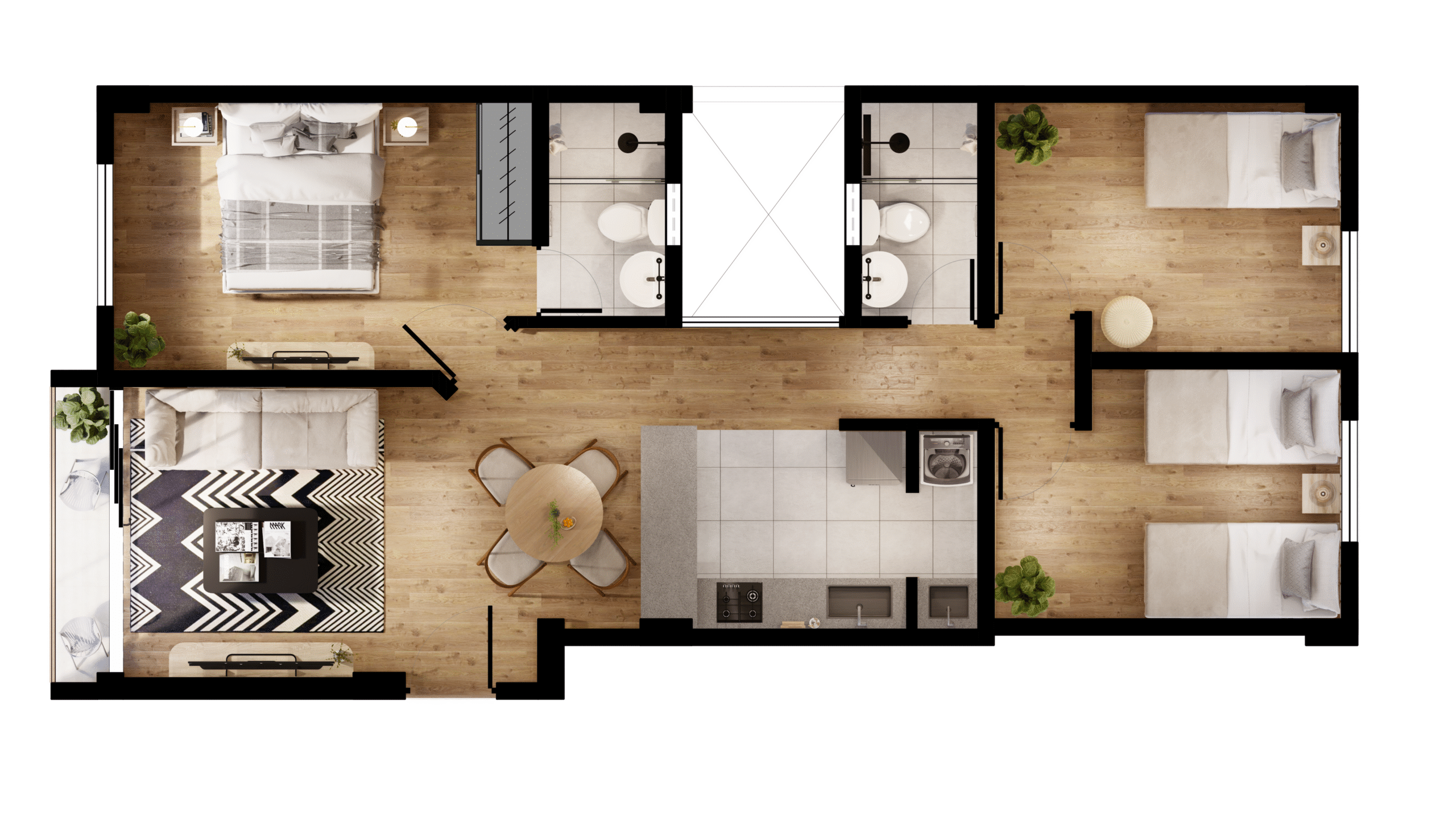 tipo 1 dpto. 3 dormitorios