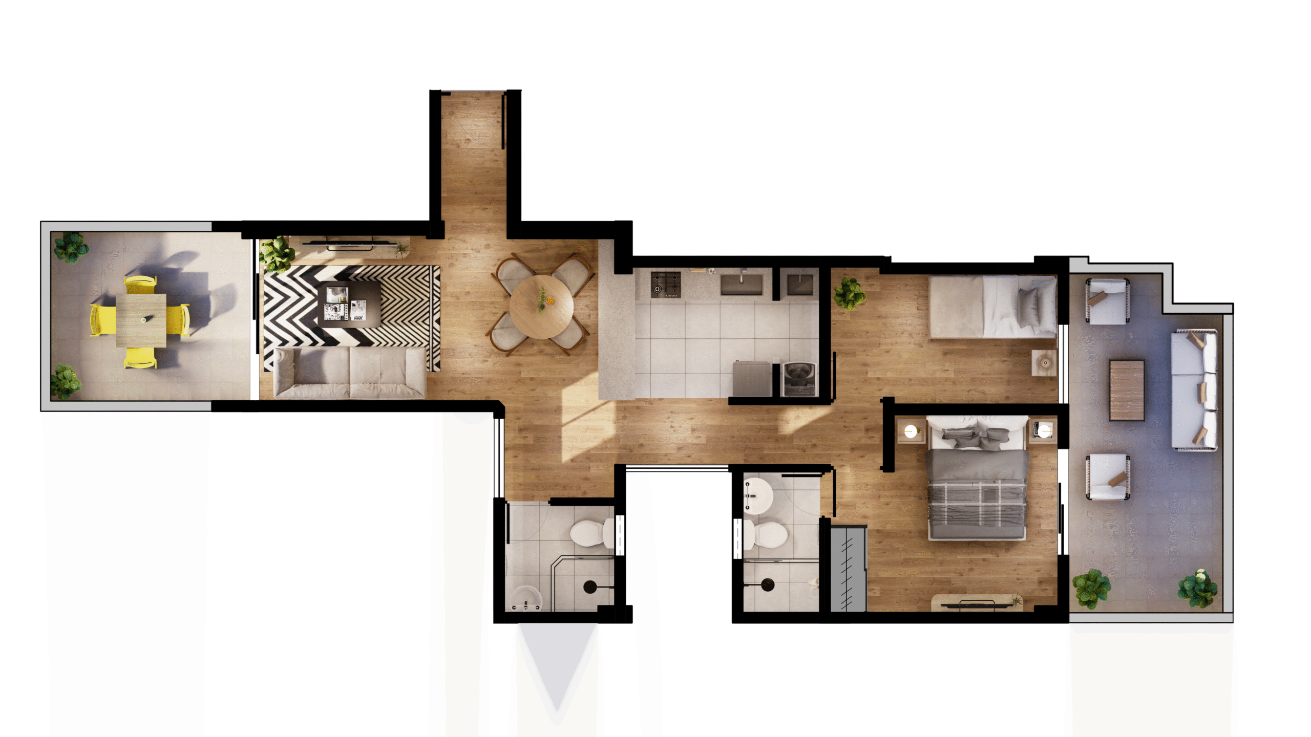 tipo 2 dpto. 2 dormitorios