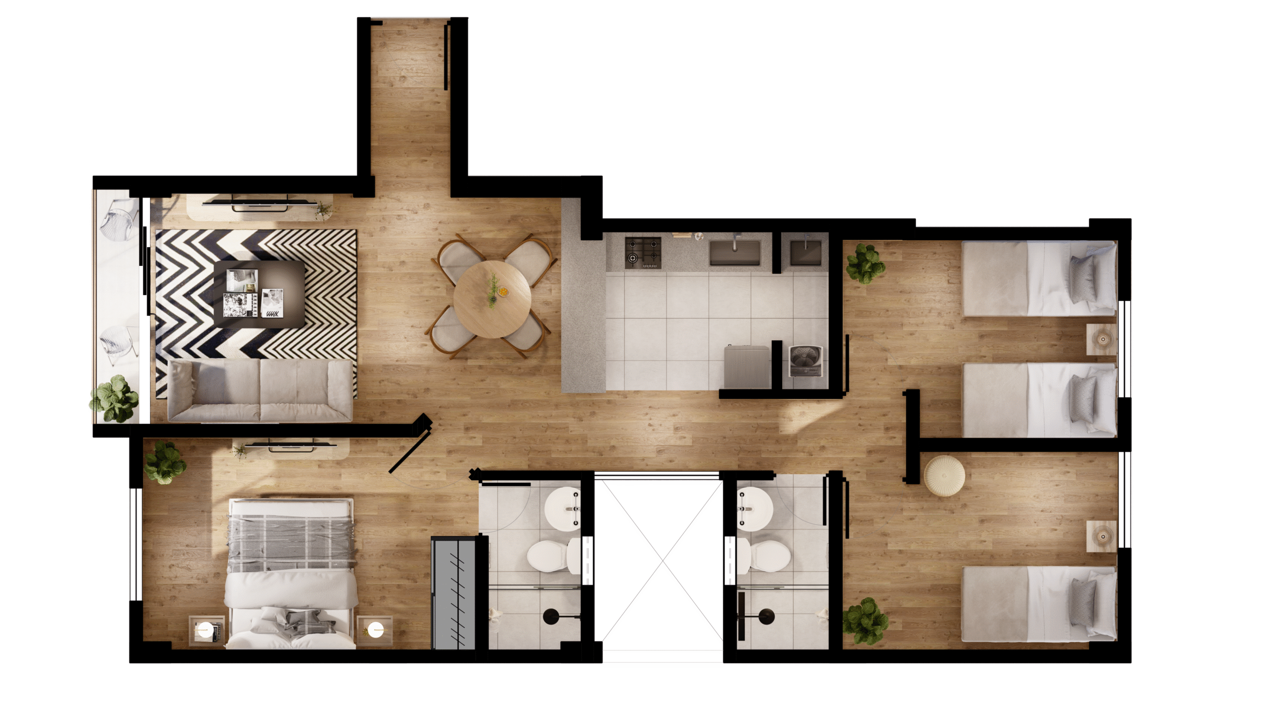 tipo 2 dpto. 3 dormitorios