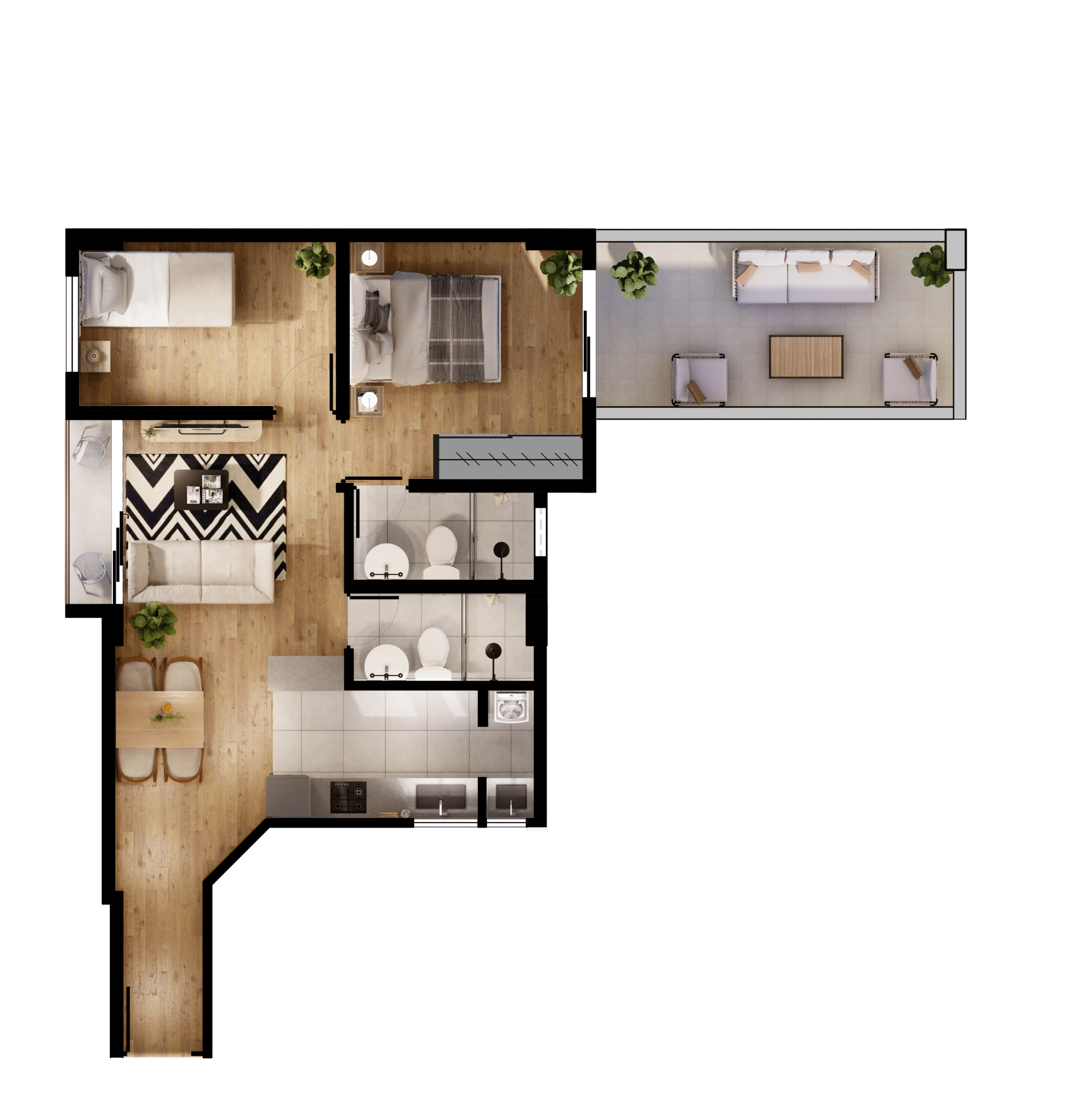 tipo 3 dpto. 2 dormitorios